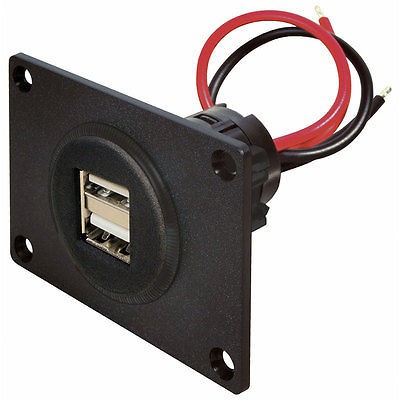 Doppelsteckdose Power USB 12 - 24 V DC mit Montageplatte